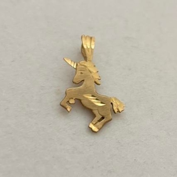 Vintage 10k Solid Gold Yellow Gold Unicorn Necklace Charm Pendant - Picture 3 of 7